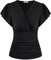 Damen T-Shirt Kurzarm V-Ausschnitt Einfarbig Top Slim Fit Plissee-Tops Tunika Blusen CL1977S23-01_00S