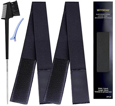 2PCS Elastic Bands for Wig, Wig Band, Lace Melting Band, Lace Band Edge Band, Edge Wrap to Lay Edges, Wig Band for Melting Lace (2pcs - Black)