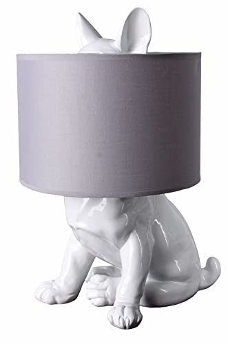 Tischlampe französische Bulldogge Weiss Tischleuchte ohne Leuchtmittel Hund 45cm Lampe Frenchie cw264 Palazzo Exklusiv
