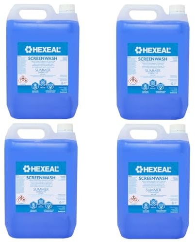 Hexeal Screenwash 20L – 4 x 5L of Summer Strength, Ready to Use, Windshield Wiper Fluid for Summer Protection - Improve Vision & Buildup of Dirt