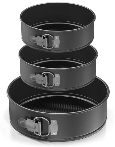 Adoree 3 x Cake Tins for Baking, Non-Stick Quick Release Springform Cake Tins for Cheesecake 7 Inch, 8 Inch, 9 Inch
