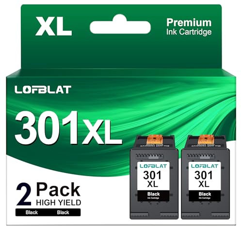 LOFBLAT 301XL Schwarz, Ersatz für HP 301 Druckerpatronen für DeskJet 1000 1050 2050 2050A 2540 3000 3050 3050A 3510 Envy 4500 4502 5530 OfficeJet 2620 4630 4632, 2 Pack
