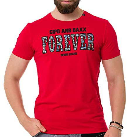Cipo & Baxx Herren Prägedruck Print T-Shirt Kurzarm CT737