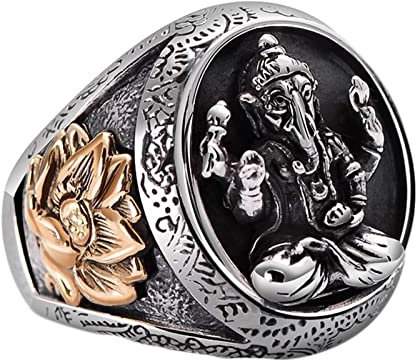 Aotiwe Vintage Ringe Silber 925, Schmuck Herren Ring Weinlese Blumen Elefant Silber Größe 66 (21.0)