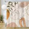 Uiiooazy Duschvorhang Boho, Duschvorhang 240x180cm Anti Schimmel Abstrakt Frau Gesichter Grüne Blätter Duschvorhänge Stoff Waschbar Wasserdicht Polyester Bad Vorhang mit 12 Haken für Badezimmer