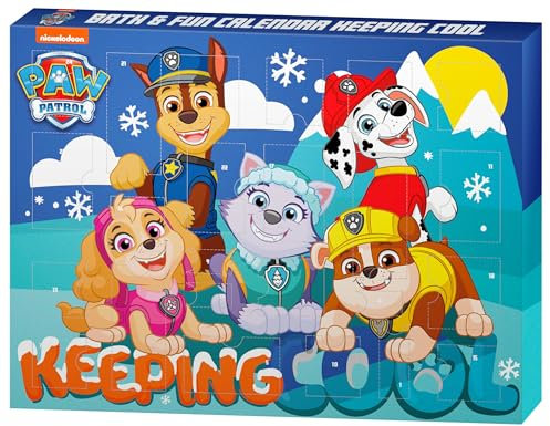 PAW PATROL Adventskalender 2024 Bath & Fun Weihnachtskalender I Snow - Adventskalender Kinder, viele Highlights mit Badeartikel und Accessoires