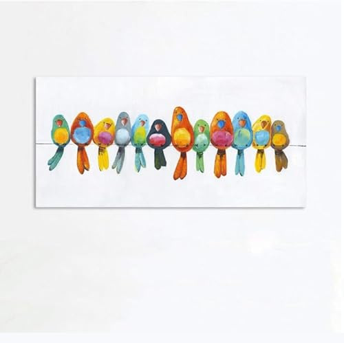 UEHVVF Vögel Leinwand Gemälde Buntes Bild Draht Berg Der Vögel Poster Anfräßet Home Schlafzimmer Wohnzimmer Bad Küche Gedruckt Tiere Wanddekoration (40 * 60CM,farbig)