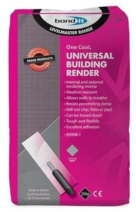 Bond IT Universal Building Render One Coat Pre-Mixed Sand Lime Cement Grey 25kg