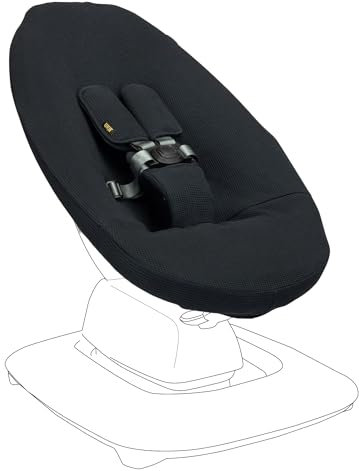 Ukje Liner Schwingbezug kompatibel mit 4moms MamaRoo 5, Multi-Motion Baby Schaukel, Baby Schaukelbezüge, Babywippenbezug, leicht zu installieren, handgefertigt in Europa (zwart wafel)
