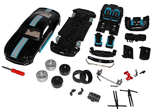 Generisch Ford Mustang VI Coupe Schwarz Ab 2014 Bausatz Kit 1/24 Modell Auto mit individiuellem Wunschkennzeichen