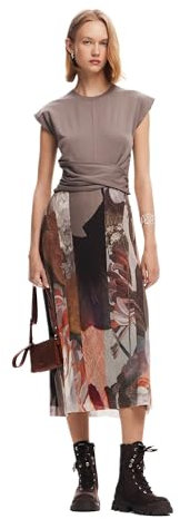 Desigual Vestido de Manga Corta para Mujer, marrón, M