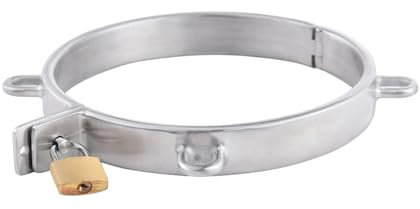 ATTAWA Edelstahl Halsband Abschließbar 4 Löcher Halsfessel SM Metall Halsreif Sklave Hals Kragen Cosplay Ring BDSM Bondage Set Erwachsene Fesseln Sex Spielzeug für Paare Männer Frauen,13.7cm