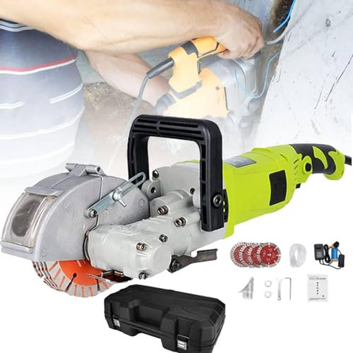 DPLXFPP Electric Wall Chaser 4000W 7500 RPM Wall Groove Cutting Machine Slotting Machine, Slotter Saw Blade Adjustable Cutting Depth & Width for Granite Marble Concrete Stone,Red