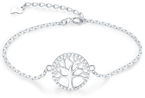 Candyfancy Armband für Damen Silber 925 Lebensbaum Silberarmband Verstellbare Armbänder Armkette Geschenke für Frauen Mädchen Freundin Mama