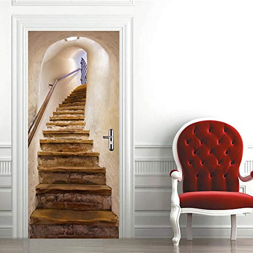 Türtapete Selbstklebend TürPoster 3D Türaufkleber Türfolie türsticker Foto Vinyl Tür Plakat für Schlafzimmer Toilette Verschönern Deko türen 70x200 cm Treppen