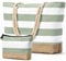 oscaurt Strandtasche Badetasche XXL Shopper Tasche Damen Umhängetasche Wasserdicht Beach Tote Bag mit Reißverschluss Faltbare Reisetasche Travel Bag Sporttasche (Leer-Grau Grün)