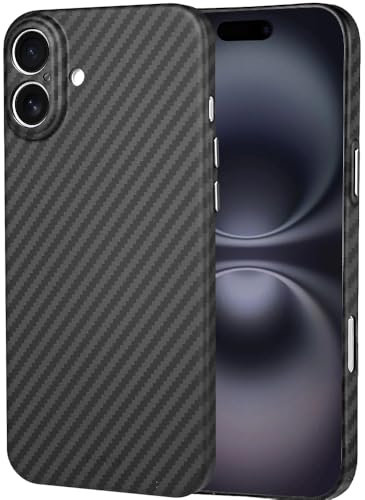 X-level for iPhone 16 Plus Case, Ultra Thin and Light Carbon Fiber Texture Printing Phone Case Slim Anti-Scratch Cover Compatible with iPhone 16 Plus - Black