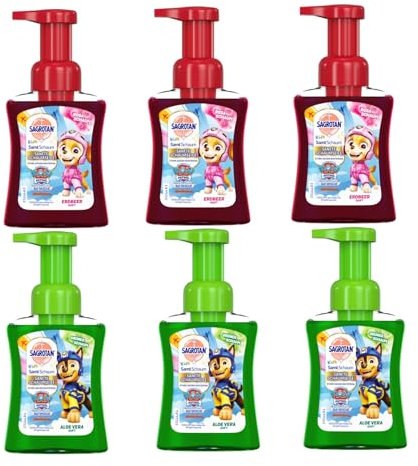 Sagrotan Schaumseifenmix für Kinder, 3 x 250ml Erdbeer- und 3 x 250ml Aloe Vera-Duft
