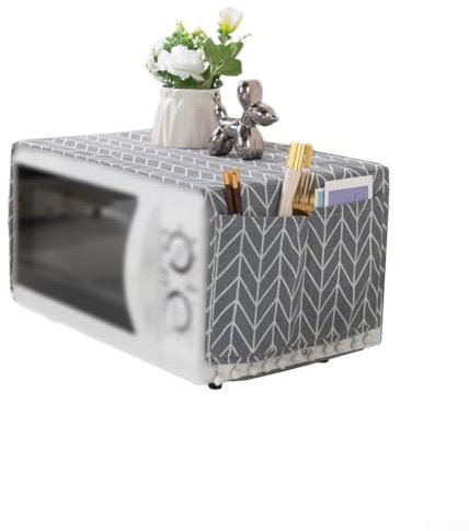 Microwave Oven Dustproof Cover, Dust Proof Cover For Microwave Kitchen Appliance Cover With Side Storage Pockets, 30X90cm(gray)
