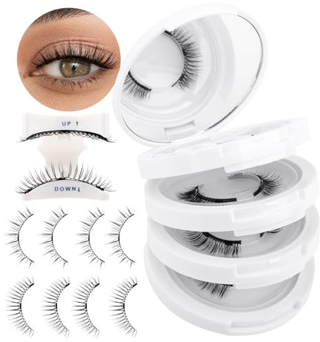 Magnetic Eyelashes with Applicator, 4 Pairs Reusable Magnetic Lashes Easy to Wear and Remove, Natural Look Eyelashes Magnetic No Glue Needed, Beginner Friendly(magnetic lashes-079+B01)