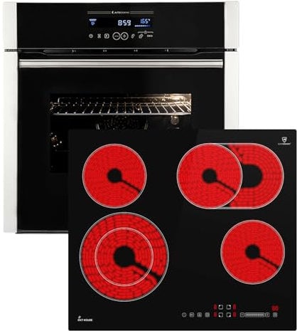 Conjunto: 60cm Horno electrico empotrable EB8016ED + 59cm Placa vitrocermica CH5901RL | Catálisis | Rotisserie | Función Pizza | Parrilla | Aire caliente | Extracciones telescópicas | SET8016CH59RL