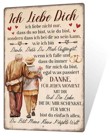 Putuo Decor Blechschild – Ich Liebe Dich – Romantische Liebesbotschaft Wanddeko für Paare