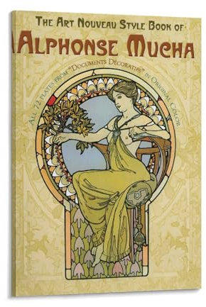 Poster im Jugendstil, Buch von Alphonse Mucha, Kunstdruck auf Leinwand, Poster, Wandfarbe, Kunstposter, Dekoration, moderne Wohnkunstwerke, 30 x 45 cm