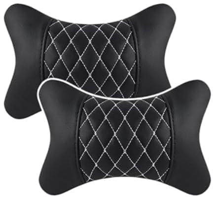 SEGSFGHD Car Headrest Pillow, for Jaguar XF Car Seat Neck Pillow Leather Car Gadget Seat Headrest Neck Pillow Comfortable Breathable,A/Black