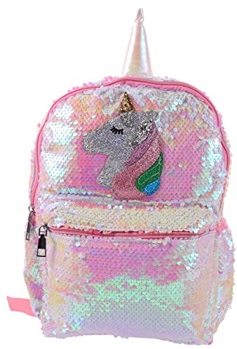 Rucksack Rosa Schülerrucksack Einhorn, Pailletten für Mädchen | Glänzendes Design, Verstellbare Träger und Metallreißverschluss, 1 Stück für Ausflüge und Freizeit