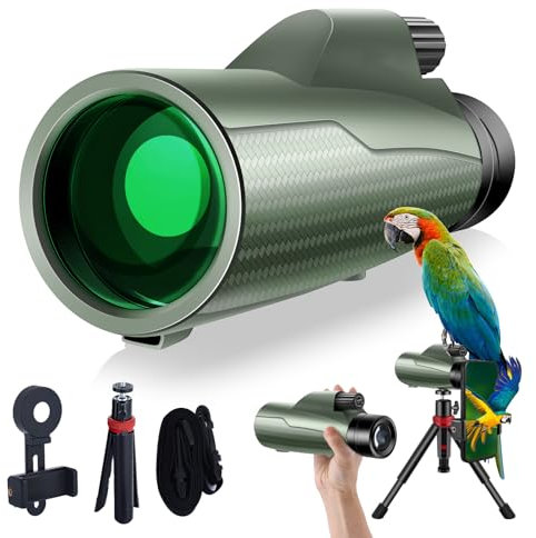 12x56 Monoculars for Adults High Powered, HD BAK4 FMC Monocular Telescope with Smartphone Adapter & Tripod, Portable Lightweight Monocular Scope for Bird Watching, Stargazing, Concerts & Sports Events