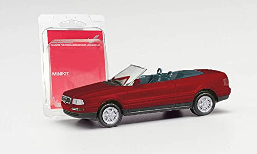 A*u*d*i 80 B4 8C Cabrio Dunkel Rot Offen 1991-1995 Bausatz Kit H0 1/87 Herpa Modell Auto mit individiuellem Wunschkennzeichen
