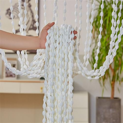 Highdi Door Curtains to Stop Flies Beaded, Door Beads Curtains for Doorways Fly Screens String Room Divider for Home Decor and Windows (White,1 * 2M)