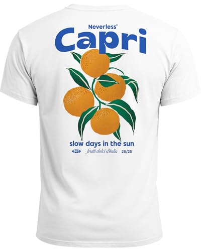 Neverless® Herren T-Shirt Backprint Vintage Capri Orangen Grafikprint Fashion Streetstyle