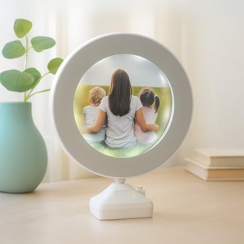 Ideen mit Herz | Magic Mirror | beleuchteter Bilderrahmen oder LED-Spiegel | 3D-Effekt | weiß | mit Timer-Funkion | Ø 20,2 cm
