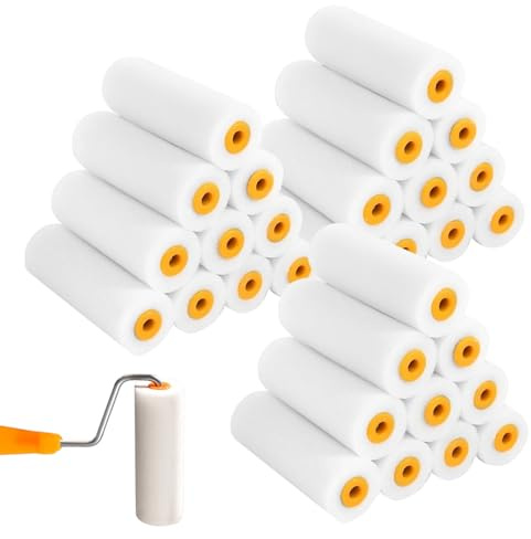 Euablfo 30 Stück Lackierwalze Set, 4 Zoll Malerrolle Klein, Schaumstoffrolle mit Hoher Dichte Farbroller Klein Set, für Möbel Malerei und Renovierung von Haushaltsprojekt