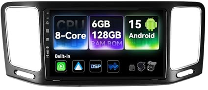[6G+128G,Octa-Core] - MSD Autoradio für VW Sharan (2012-2018) | Android 15 GPS Navi Radio | CarPlay Android Auto Lenkradsteuerung Dual-Band WiFi DSP DAB | Rückfahrkamera MIC | 2 Din 9 Zoll