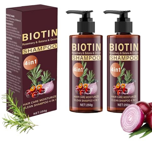 Onion & Rosemary Hair Shampoo, Onion Biotin Shampoo, Tiefenreinigung und Hydratisierung, gegen Haarausfall, Verwendung in der Dusche zu Hause und auf Reisen (2PC, 500g)