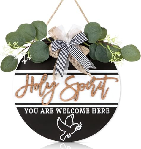 TOARTi Holy Spirit Front Door Wreath - You are Welcome Here Round Sign 11.5in