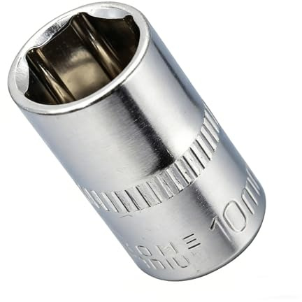 Youzzei 10mm 1/4 Inch Square Drive Socket, 6 Point 10mm Metric Socket CR-V | Chrome Vanadium Steel 10mm Socket, 6-Point Design, 1/4 Square Drive, For Auto Repair, Mechanical Maintenance DIY, Durable
