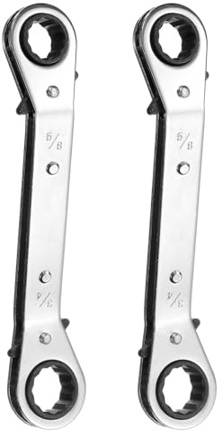 QUARKZMAN 2Pcs Clé À Cliquet Réversible Pour Équipement De Climatisation 3/4 x 5/8 25 Degrés SAE Double Tête 16 Dents Pour Réparation D'Équipements De Réfrigération