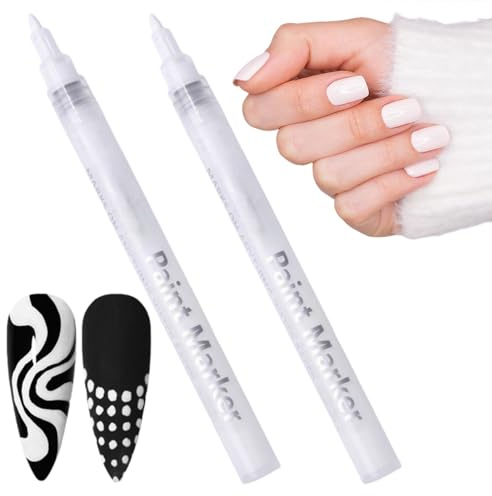 2PCS Quick Dry Fine Tips Nail Art Pens,Nail Polish Pen,Nail Art Pens for DIY,Convenient and Compact Design,Easy to Use,Wide Application,Premium Material,Perfect for Any Occasion,Long Lasting,White