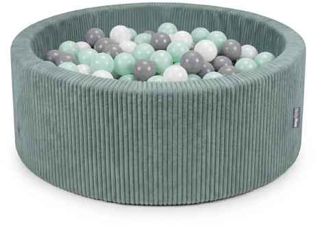 KiddyMoon Bällebad Für Kinder Aus Schaumstoff, 90 X 30 cm, Weicher Rippbezug, Abnehmbarer Bezug, Weiches Und Sicheres Spielzeug, Waschbar
