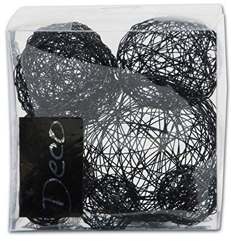 Drahtbälle Set 10 tlg.: 1x8 cm + 3x5 cm + 6x3 cm. Farbe SCHWARZ -94