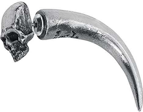 Alchemy Gothic Tomb Skull Horn Unisex Ohrstecker silberfarben Hartzinn Gothic, Totenköpfe
