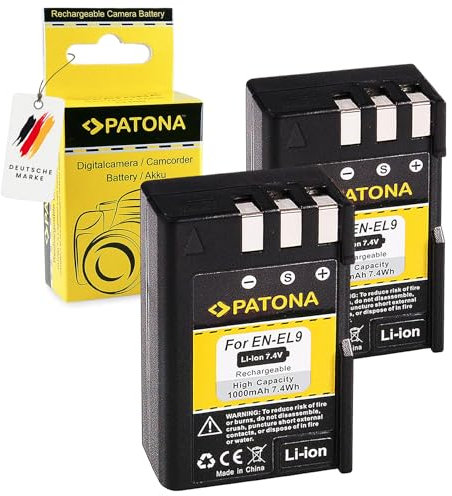 PATONA 2x EN-EL9 Batteria 1000mAh compatibile con Nikon EN-EL9a DSLR-D40 DSLR-D40A DSLR-D40C DSLR-D40X DSLR-D60 DSLR-D3000 DSLR-D5000 D40 D60 D3000 D5000 batteria di ricambio per modelli ENEL9 EN EL9