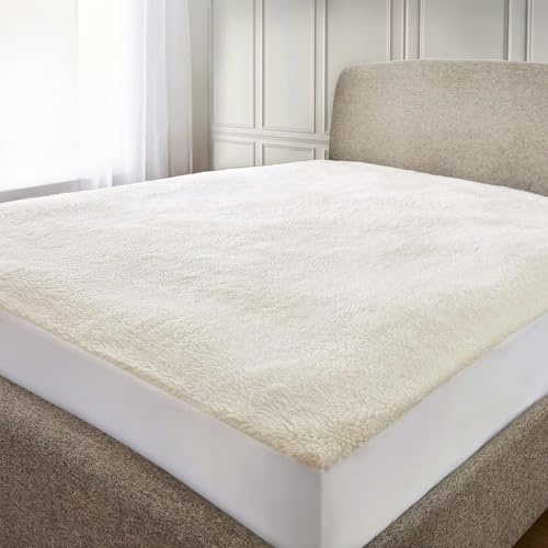 Home Sweet Home UK Fleece Mattress Protector Double Bed 30CM Deep Thermal Mattress Cover Fleece Underblanket Super Soft & Hypoallergenic Fluffy Mattress Cover Fitted Sheet Double