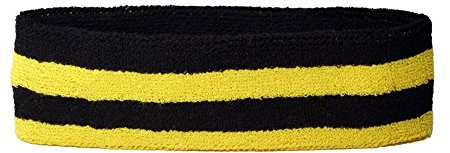 Flaggenfritze Schweiß- und Stirnbänder Streifen Schwarz Gelb, für Erwachsene und Jugendliche, Sport/Fitness/Yoga, modisches Fan-Accessoire