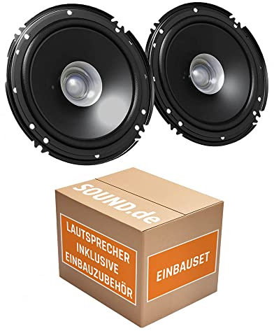 Lautsprecher Einbauset passend mit JVC CS-J610X - 16,5cm Auto Einbauzubehör 300Watt Koaxe KFZ PKW Paar für VW Fox Front