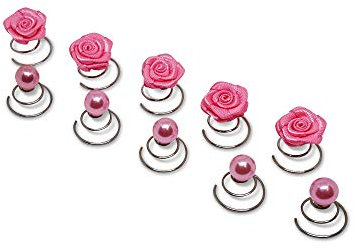 10tlg. Rosen & Perlen Curlies Curlie - Brauthaarschmuck - Set-C - Pink
