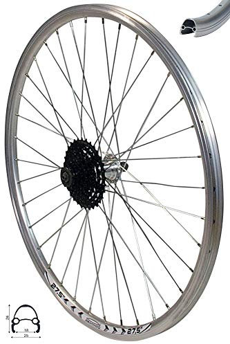 Redondo 27,5 Zoll Hinterrad Laufrad V Profil Felge Silber + 8 Fach Kassette